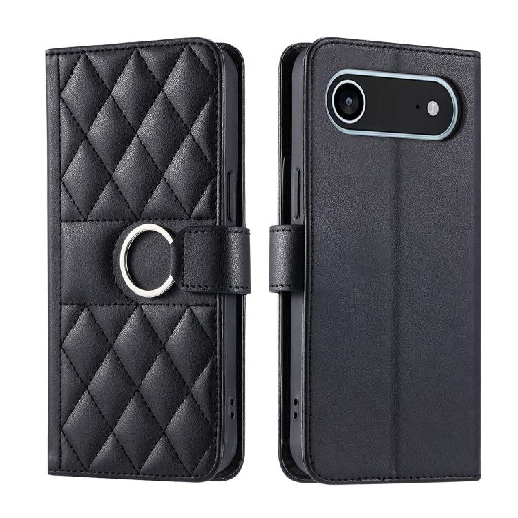 Ring Buckle Rhombic Leather Phone Case, For iPhone 17 Pro, For iPhone 17, For iPhone Air