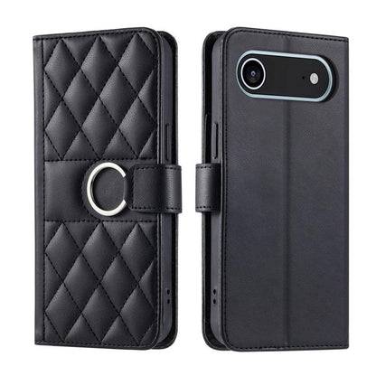 Ring Buckle Rhombic Leather Phone Case, For iPhone 17 Pro, For iPhone 17, For iPhone Air