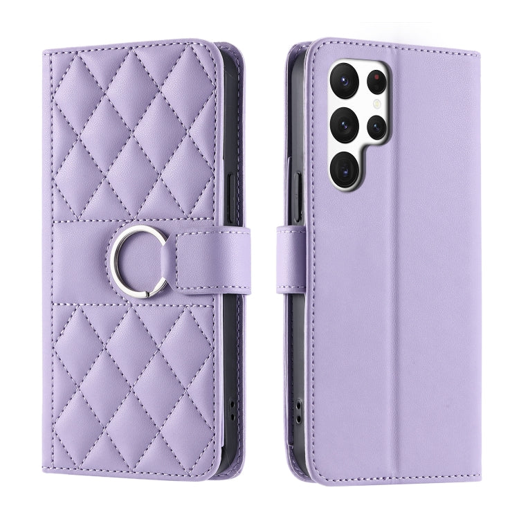 Ring Buckle Rhombic Leather Phone Case, For Samsung Galaxy S24 FE 5G, For Samsung Galaxy S24 Ultra 5G, For Samsung Galaxy S24+ 5G, For Samsung Galaxy S24 5G