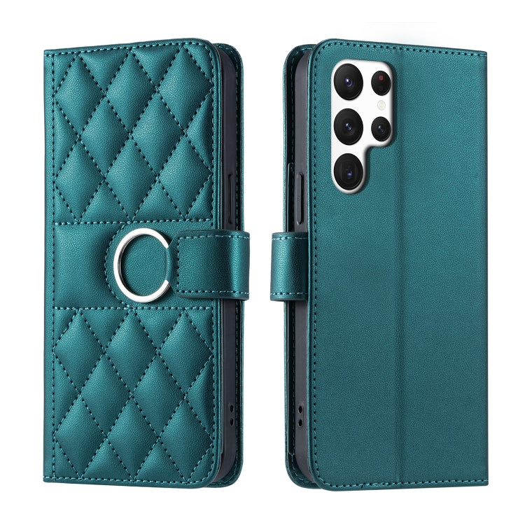 Ring Buckle Rhombic Leather Phone Case, For Samsung Galaxy S23 FE 5G, For Samsung Galaxy S23 Ultra 5G, For Samsung Galaxy S23+ 5G, For Samsung Galaxy S23 5G