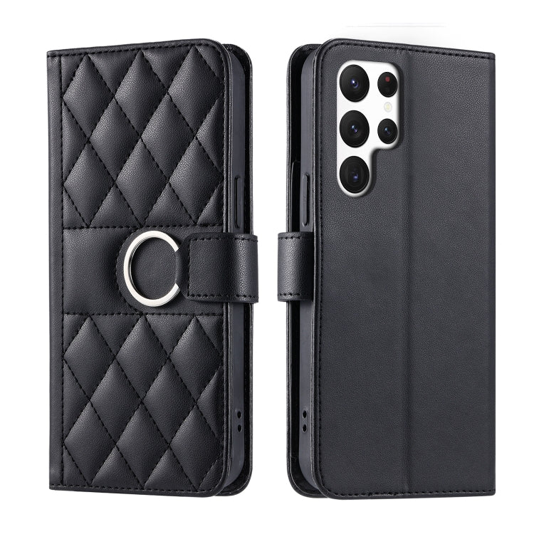 Ring Buckle Rhombic Leather Phone Case, For Samsung Galaxy S23 FE 5G, For Samsung Galaxy S23 Ultra 5G, For Samsung Galaxy S23+ 5G, For Samsung Galaxy S23 5G