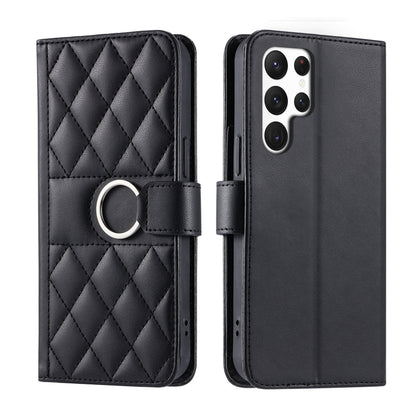 Ring Buckle Rhombic Leather Phone Case, For Samsung Galaxy S23 FE 5G, For Samsung Galaxy S23 Ultra 5G, For Samsung Galaxy S23+ 5G, For Samsung Galaxy S23 5G