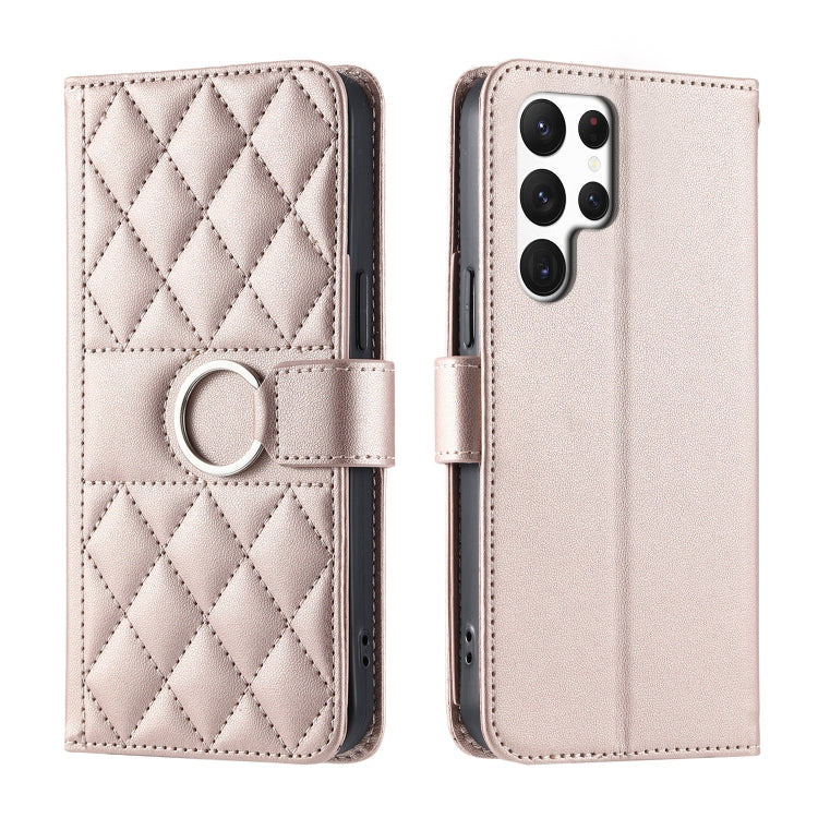 Ring Buckle Rhombic Leather Phone Case, For Samsung Galaxy S23 FE 5G, For Samsung Galaxy S23 Ultra 5G, For Samsung Galaxy S23+ 5G, For Samsung Galaxy S23 5G
