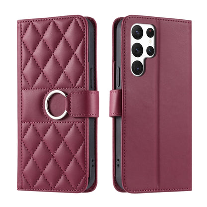 Ring Buckle Rhombic Leather Phone Case, For Samsung Galaxy S20 FE, For Samsung Galaxy S22 Ultra 5G, For Samsung Galaxy S22+ 5G, For Samsung Galaxy S22 5G