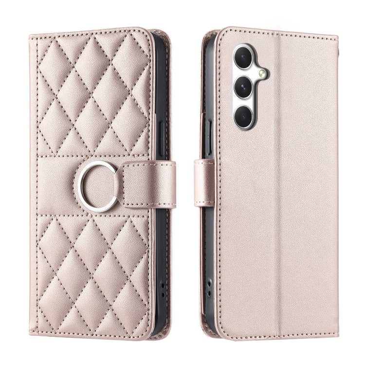 Ring Buckle Rhombic Leather Phone Case, For Samsung Galaxy S24 FE 5G, For Samsung Galaxy S24 Ultra 5G, For Samsung Galaxy S24+ 5G, For Samsung Galaxy S24 5G