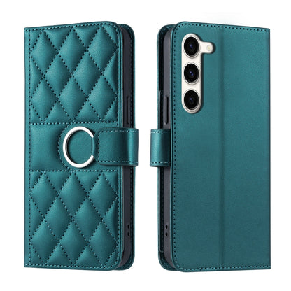 Ring Buckle Rhombic Leather Phone Case, For Samsung Galaxy S23 FE 5G, For Samsung Galaxy S23 Ultra 5G, For Samsung Galaxy S23+ 5G, For Samsung Galaxy S23 5G