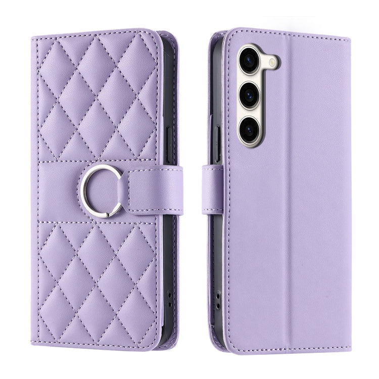 Ring Buckle Rhombic Leather Phone Case, For Samsung Galaxy S23 FE 5G, For Samsung Galaxy S23 Ultra 5G, For Samsung Galaxy S23+ 5G, For Samsung Galaxy S23 5G