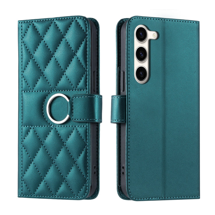 Ring Buckle Rhombic Leather Phone Case, For Samsung Galaxy S23 FE 5G, For Samsung Galaxy S23 Ultra 5G, For Samsung Galaxy S23+ 5G, For Samsung Galaxy S23 5G