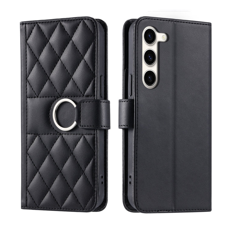 Ring Buckle Rhombic Leather Phone Case, For Samsung Galaxy S23 FE 5G, For Samsung Galaxy S23 Ultra 5G, For Samsung Galaxy S23+ 5G, For Samsung Galaxy S23 5G