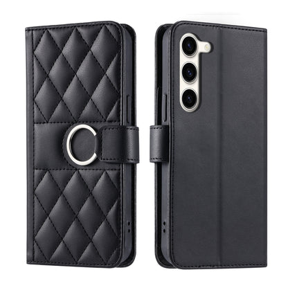 Ring Buckle Rhombic Leather Phone Case, For Samsung Galaxy S23 FE 5G, For Samsung Galaxy S23 Ultra 5G, For Samsung Galaxy S23+ 5G, For Samsung Galaxy S23 5G