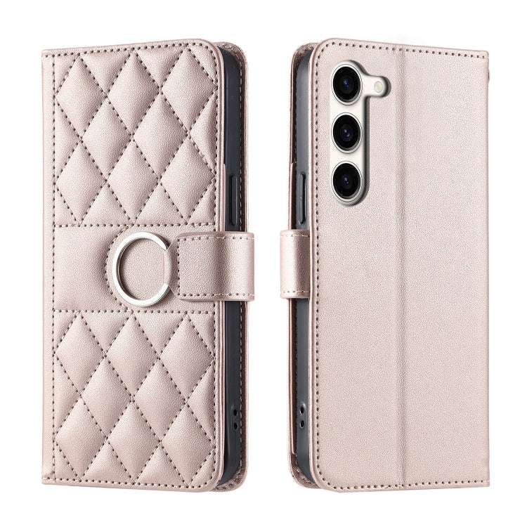 Ring Buckle Rhombic Leather Phone Case, For Samsung Galaxy S23 FE 5G, For Samsung Galaxy S23 Ultra 5G, For Samsung Galaxy S23+ 5G, For Samsung Galaxy S23 5G