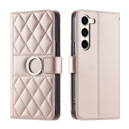 Ring Buckle Rhombic Leather Phone Case, For Samsung Galaxy S23 FE 5G, For Samsung Galaxy S23 Ultra 5G, For Samsung Galaxy S23+ 5G, For Samsung Galaxy S23 5G