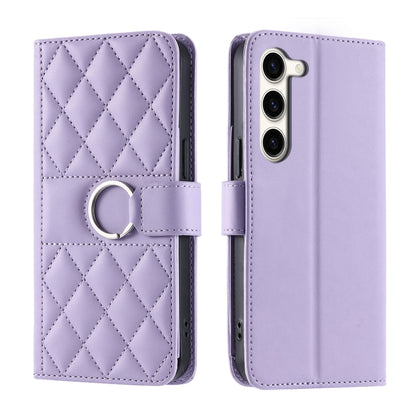 Ring Buckle Rhombic Leather Phone Case, For Samsung Galaxy S23 FE 5G, For Samsung Galaxy S23 Ultra 5G, For Samsung Galaxy S23+ 5G, For Samsung Galaxy S23 5G