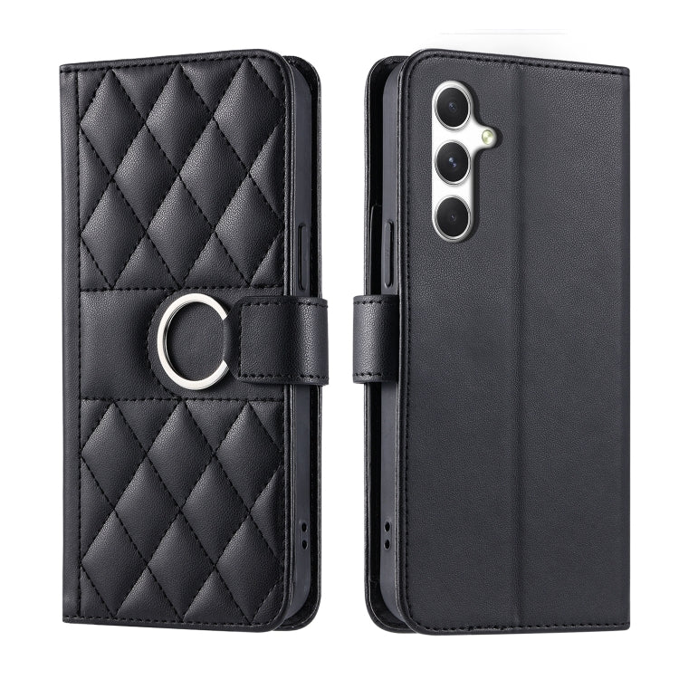 Ring Buckle Rhombic Leather Phone Case, For Samsung Galaxy S24 FE 5G, For Samsung Galaxy S24 Ultra 5G, For Samsung Galaxy S24+ 5G, For Samsung Galaxy S24 5G