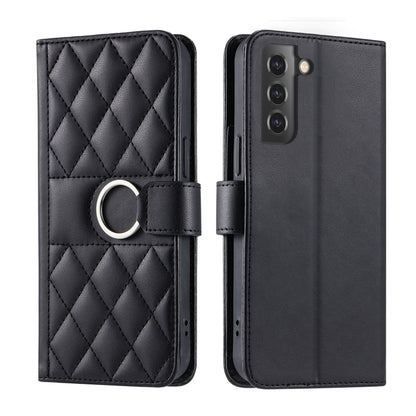 Ring Buckle Rhombic Leather Phone Case, For Samsung Galaxy S21 FE 5G, For Samsung Galaxy S21 5G, For Samsung Galaxy S21+ 5G, For Samsung Galaxy S21 Ultra 5G