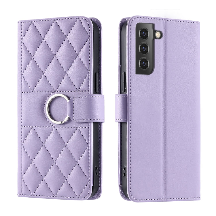 Ring Buckle Rhombic Leather Phone Case, For Samsung Galaxy S21 FE 5G, For Samsung Galaxy S21 5G, For Samsung Galaxy S21+ 5G, For Samsung Galaxy S21 Ultra 5G