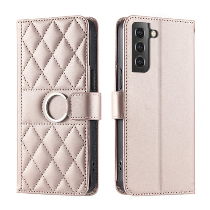 Ring Buckle Rhombic Leather Phone Case, For Samsung Galaxy S21 FE 5G, For Samsung Galaxy S21 5G, For Samsung Galaxy S21+ 5G, For Samsung Galaxy S21 Ultra 5G