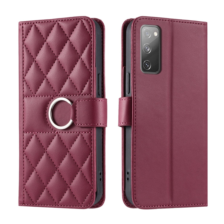 Ring Buckle Rhombic Leather Phone Case, For Samsung Galaxy S20 FE, For Samsung Galaxy S22 Ultra 5G, For Samsung Galaxy S22+ 5G, For Samsung Galaxy S22 5G