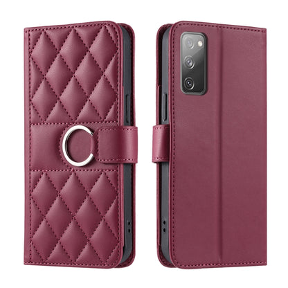 Ring Buckle Rhombic Leather Phone Case, For Samsung Galaxy S20 FE, For Samsung Galaxy S22 Ultra 5G, For Samsung Galaxy S22+ 5G, For Samsung Galaxy S22 5G