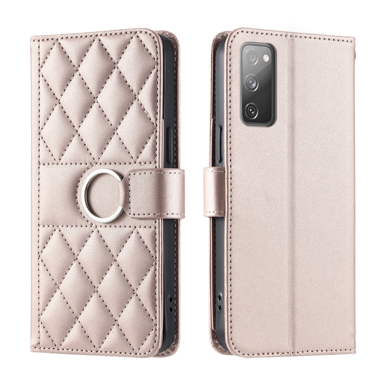 Ring Buckle Rhombic Leather Phone Case, For Samsung Galaxy S20 FE, For Samsung Galaxy S22 Ultra 5G, For Samsung Galaxy S22+ 5G, For Samsung Galaxy S22 5G
