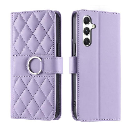 Ring Buckle Rhombic Leather Phone Case, For Galaxy S25 FE 5G, For Galaxy S25 Edge 5G, For Galaxy S25 5G, For Galaxy S25+ 5G