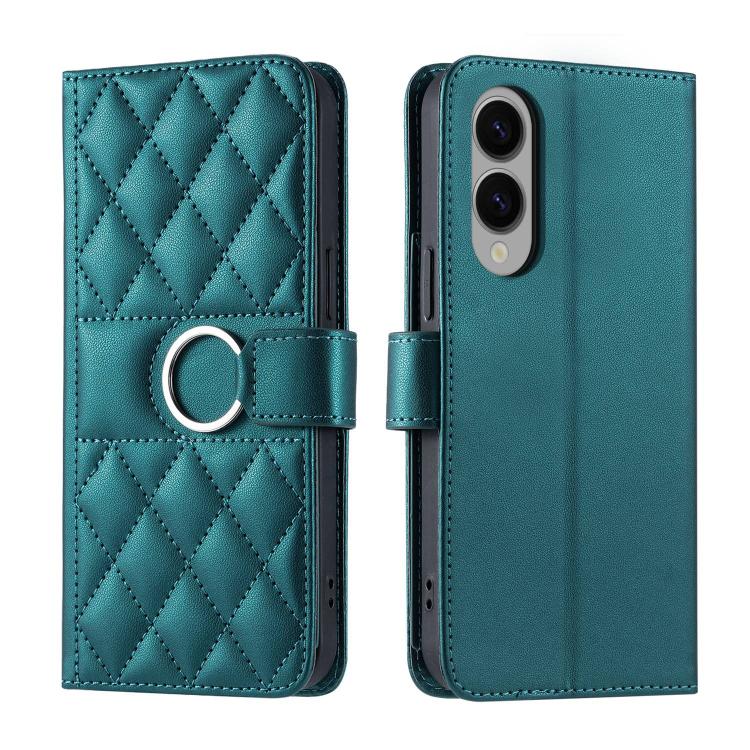 Ring Buckle Rhombic Leather Phone Case, For Galaxy S25 FE 5G, For Galaxy S25 Edge 5G, For Galaxy S25 5G, For Galaxy S25+ 5G
