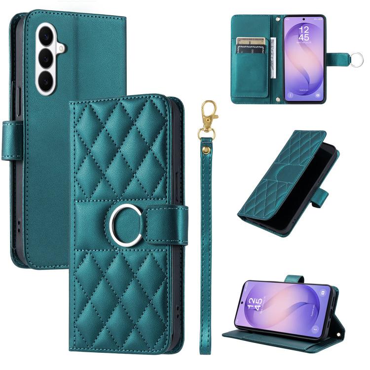 Ring Buckle Rhombic Leather Phone Case, For Galaxy S26+ 5G, For Galaxy S26 Edge 5G, For Galaxy S26 Ultra 5G, For Galaxy S26 5G