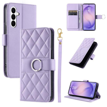 Ring Buckle Rhombic Leather Phone Case, For Galaxy S26+ 5G, For Galaxy S26 Edge 5G, For Galaxy S26 Ultra 5G, For Galaxy S26 5G