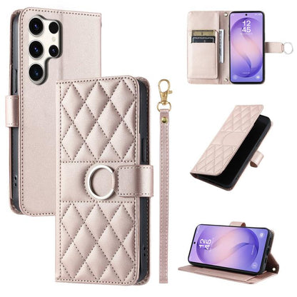 Ring Buckle Rhombic Leather Phone Case, For Galaxy S26+ 5G, For Galaxy S26 Edge 5G, For Galaxy S26 Ultra 5G, For Galaxy S26 5G