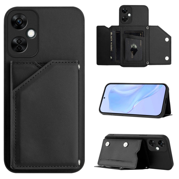Skin Feel Four Card Slots Phone Case with Wrist Strap, For OnePlus Nord CE4, For OnePlus Nord CE 3 Lite