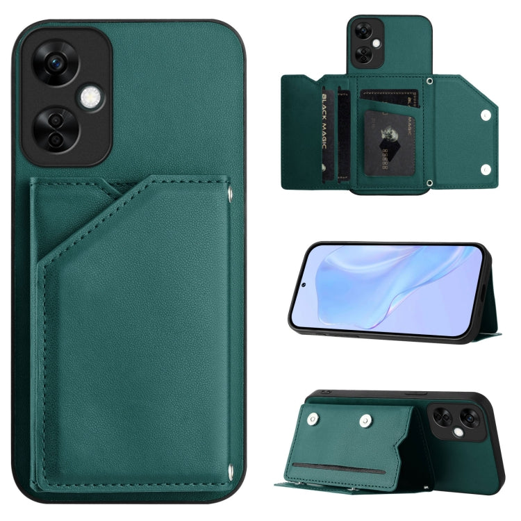 Skin Feel Four Card Slots Phone Case with Wrist Strap, For OnePlus Nord CE4, For OnePlus Nord CE 3 Lite