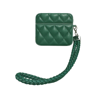 Down Coat Texture PU Earbuds Box PC Case with Lanyard, For AirPods 4, For AirPods Pro 2