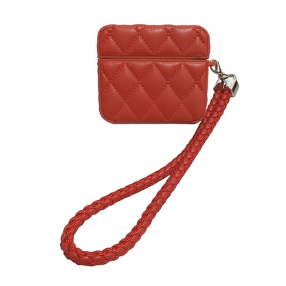 Down Coat Texture PU Earbuds Box PC Case with Lanyard, For AirPods 4, For AirPods Pro 2