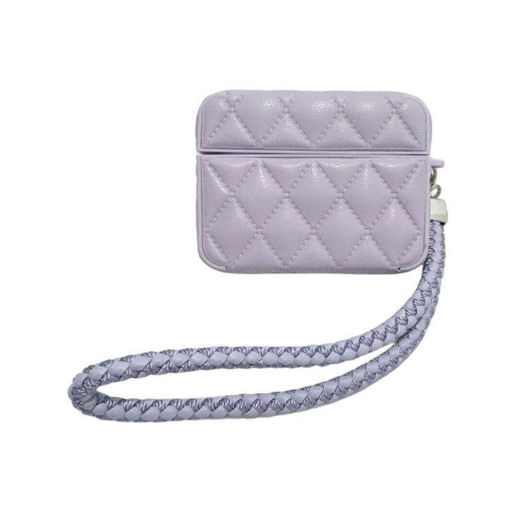 Down Coat Texture PU Earbuds Box PC Case with Lanyard, For AirPods 4, For AirPods Pro 2