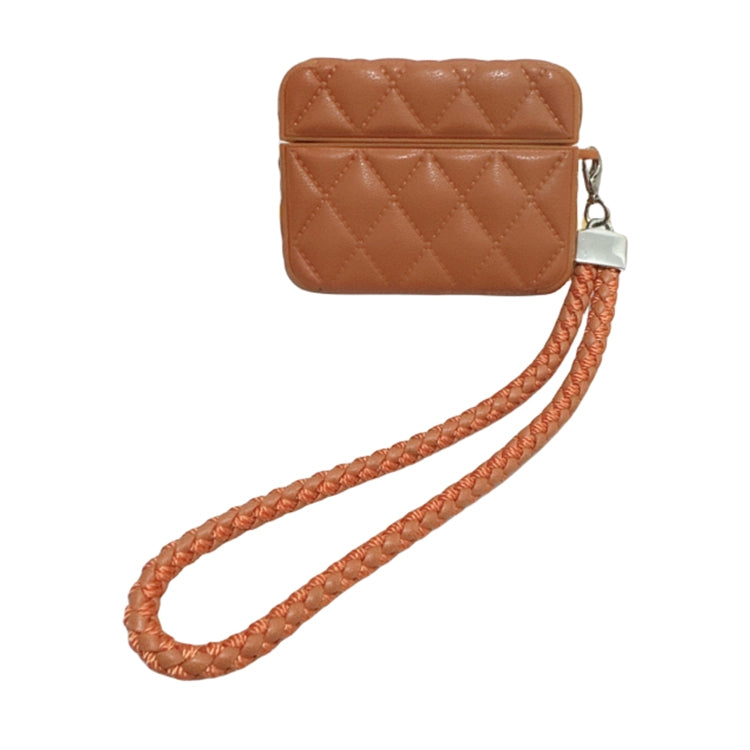 Down Coat Texture PU Earbuds Box PC Case with Lanyard, For AirPods 4, For AirPods Pro 2