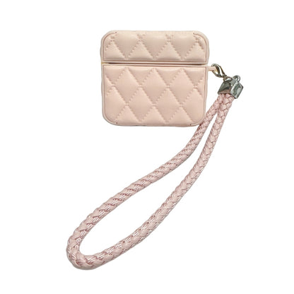 Down Coat Texture PU Earbuds Box PC Case with Lanyard, For AirPods 3, For AirPods Pro