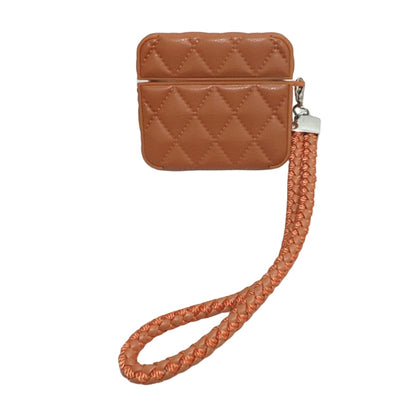 Down Coat Texture PU Earbuds Box PC Case with Lanyard, For AirPods 3, For AirPods Pro