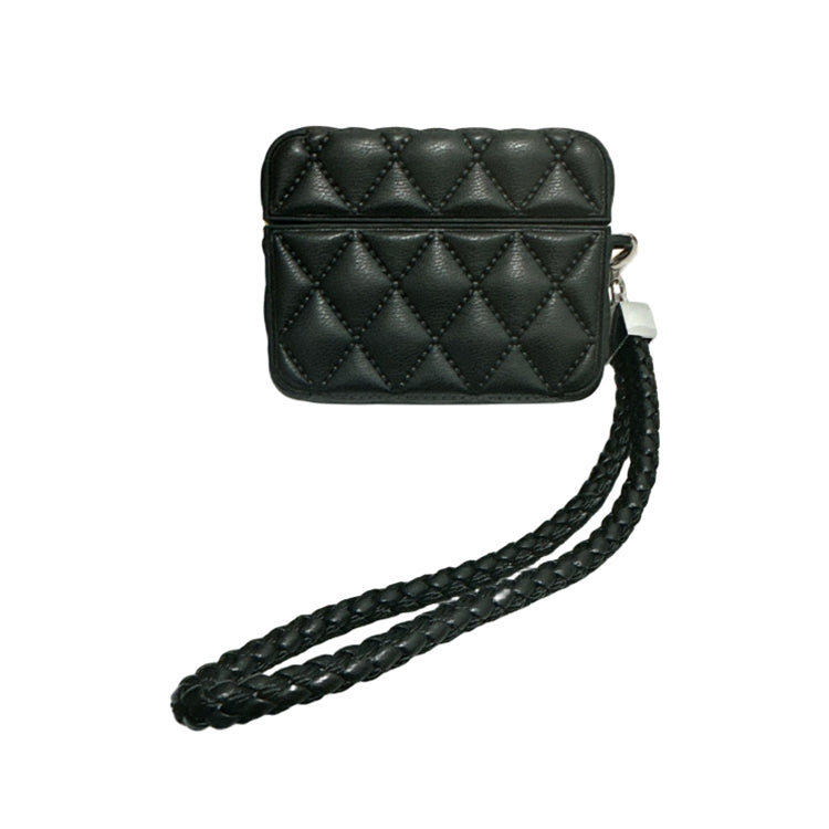 Down Coat Texture PU Earbuds Box PC Case with Lanyard, For AirPods 3, For AirPods Pro