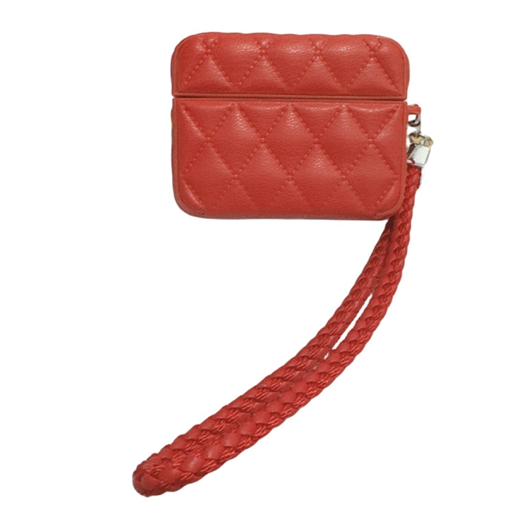 Down Coat Texture PU Earbuds Box PC Case with Lanyard, For AirPods 3, For AirPods Pro