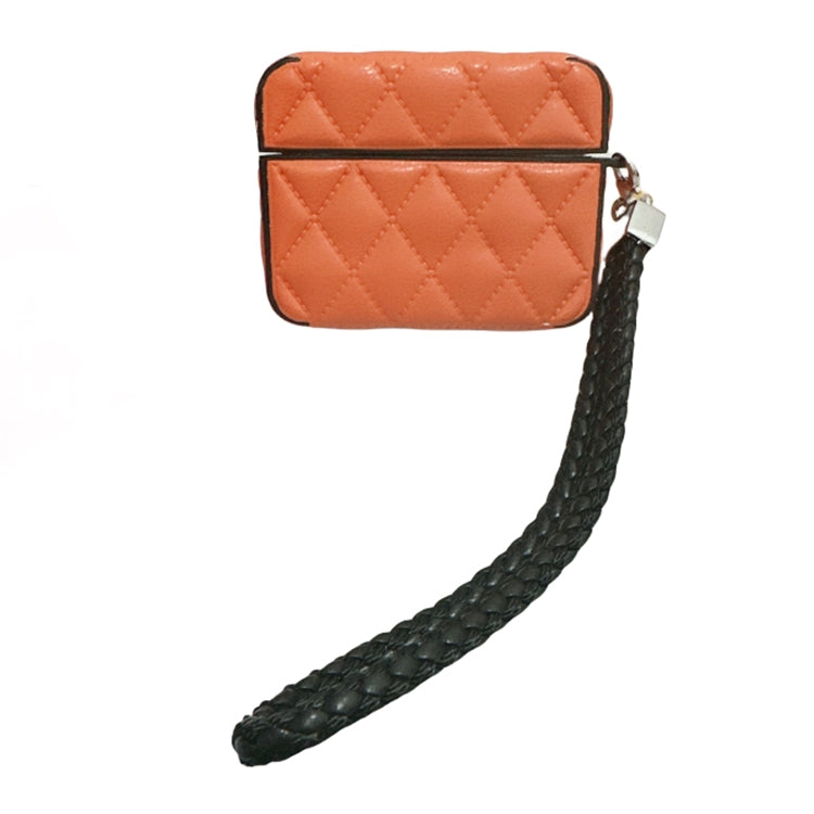 Down Coat Texture PU Earbuds Box PC Case with Lanyard, For AirPods 3, For AirPods Pro