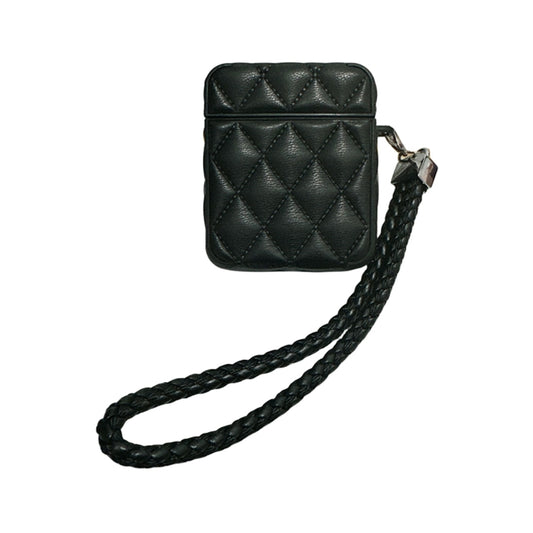 Down Coat Texture PU Earbuds Box PC Case with Lanyard, For AirPods 1 / 2