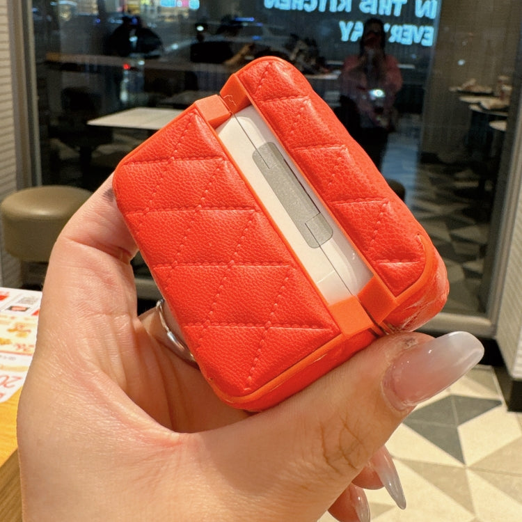 Down Coat Texture PU Earbuds Box PC Case with Lanyard, For AirPods 4, For AirPods Pro 2