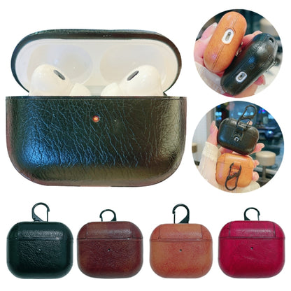 Crazy Horse Texture PU Earbuds Box PC Case with Hook, For AirPods 4