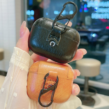 Crazy Horse Texture PU Earbuds Box PC Case with Hook, For AirPods 4