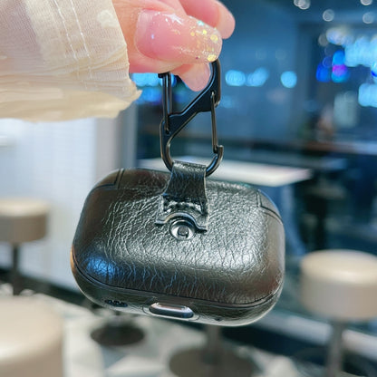 Crazy Horse Texture PU Earbuds Box PC Case with Hook, For AirPods 4