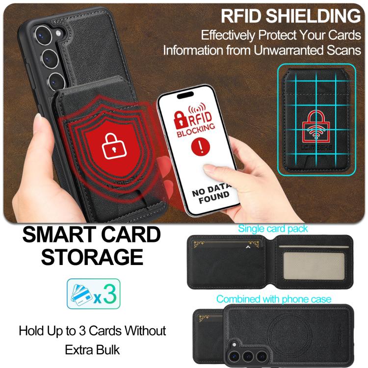 LC.IMEEKE L3 Series Detachable RFID Card Bag Magsafe Phone Case, For Samsung Galaxy S25 5G, For Samsung Galaxy S25+ 5G, For Samsung Galaxy S25 Ultra 5G, For Samsung Galaxy S24 FE 5G