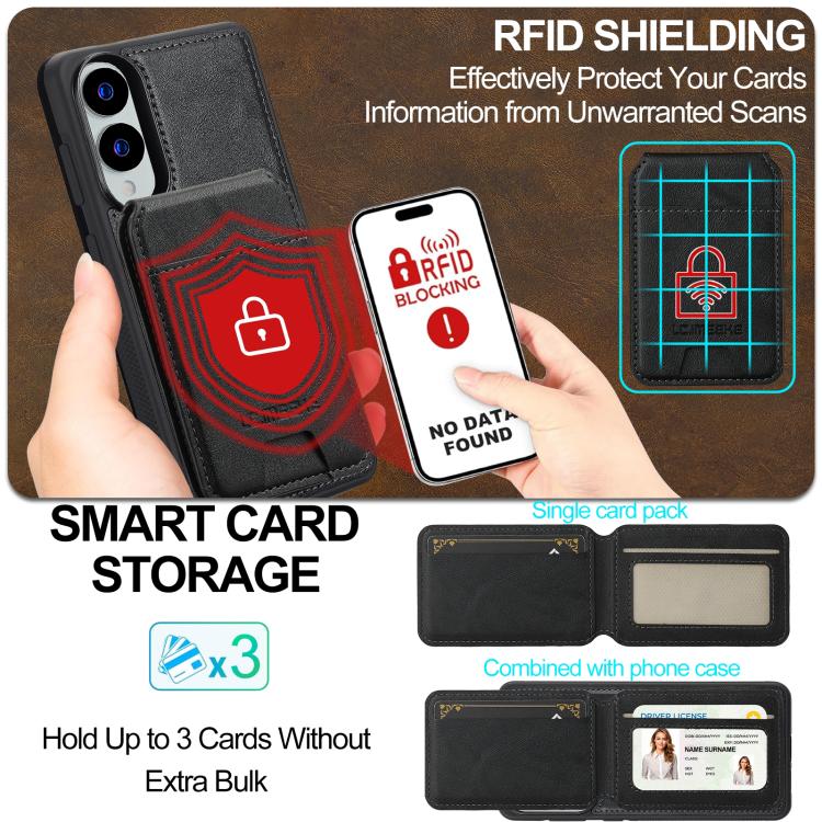 LC.IMEEKE L3 Series Detachable RFID Card Bag Magsafe Phone Case, For Samsung Galaxy S25 Edge 5G, For Samsung Galaxy S25 5G, For Samsung Galaxy S25+ 5G, For Samsung Galaxy S25 Ultra 5G