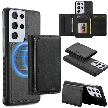 LC.IMEEKE L5 Series Detachable RFID Card Bag Magsafe Phone Case, For Samsung Galaxy S21 Ultra 5G