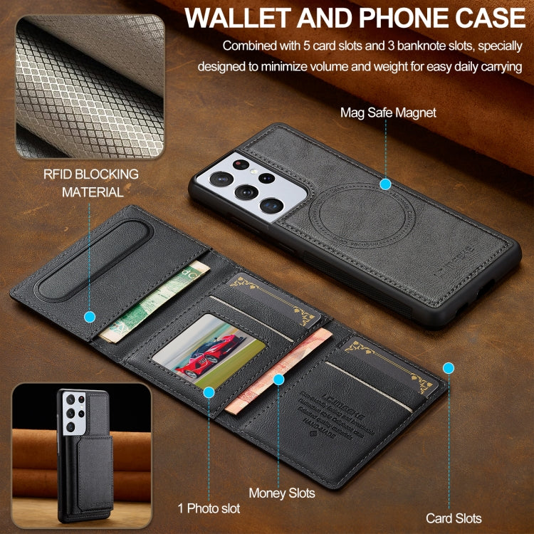 LC.IMEEKE L5 Series Detachable RFID Card Bag Magsafe Phone Case, For Samsung Galaxy S21 Ultra 5G
