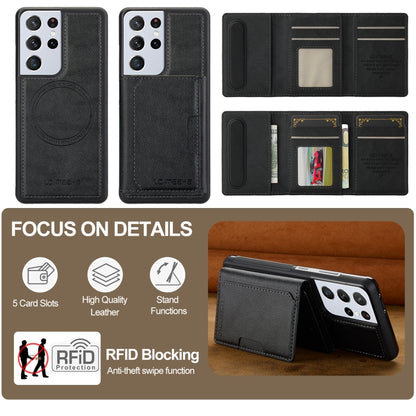 LC.IMEEKE L5 Series Detachable RFID Card Bag Magsafe Phone Case, For Samsung Galaxy S21 Ultra 5G